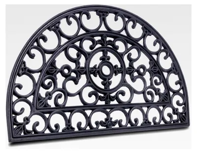 Produktbild von Fußmatte aus Gummi 45x75cm - rutschfest und wetterbeständig - Schmutzfangmatte in Gusseisen-Optik für Innen- und Außenbereiche - Halbrunder Fußabtreter für Flur, Terrasse und Eingangsbereich - 45x75cm