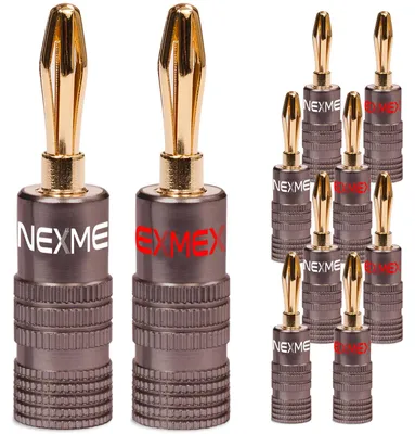 Produktbild von Bananenstecker 4mm schraubbar 10x Stecker vergoldet NEXMEX für Lautsprecherkabel