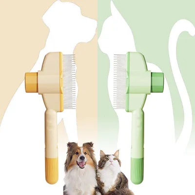 Produktbild von Haustierkamm Set 2 Stück für Hunde & Katzen, Unterwolle & Entfilzung, Mittel- & Langhaar, Gelb & Grün