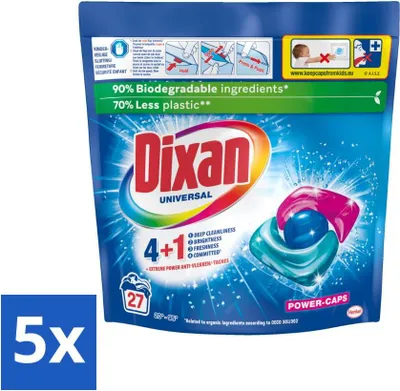 Produktbild von Dixan - Waschmittelkapseln - Universal - 27 Wäschen - Vorteilspack - 5 Stücke