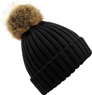 Produktbild von Beechfield uni pletená čiapka s brmbolcom RW5283 (jedna veľkosť) (Black)