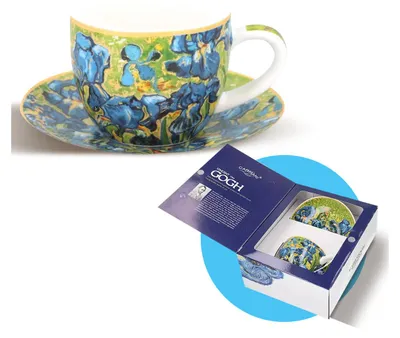 Produktbild von Carmani - Iris Espressotasse und Untertasse - Espressotassen mit Untertasse - Espressotassen Porzellan - Geschenkidee - 80ml
