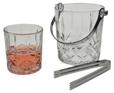 Produktbild von Whiskey-Set - 4 Glaser und Eiskubel - mit Zange - Glas - Kristall