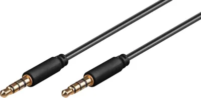 Produktbild von Slim 3,5mm Klinkenkabel 4 polig schwarz - Länge: 1,00 m