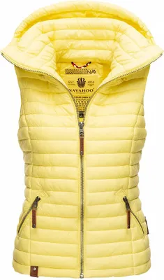 Produktbild von Navahoo Damen Weste Steppweste Kapuze Übergangsjacke Steppjacke Shadaa Lemon Gr. 34- XS