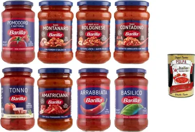 Produktbild von Barilla Pastasaucen Testpaket 8er Mix (4 x 400g + 4 x 300g) Tomatensauce & Ragù für Pasta, Pizza & Aufläufe Familienvorrat + Italian Gourmet polpa