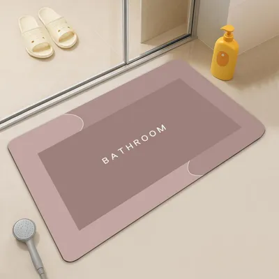 Image de Tapis de bain antidérapant, absorbant, séchant, rectangulaire, rose, 4 couches, 40x60 cm