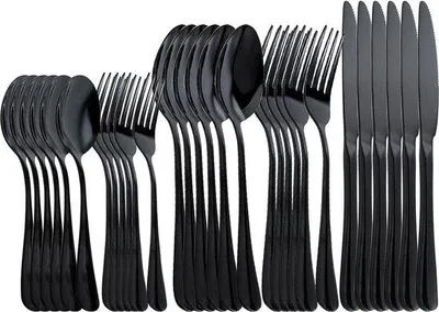 Produktbild von Famanu Besteckset 30-teilig für 6 Personen - Schwarz