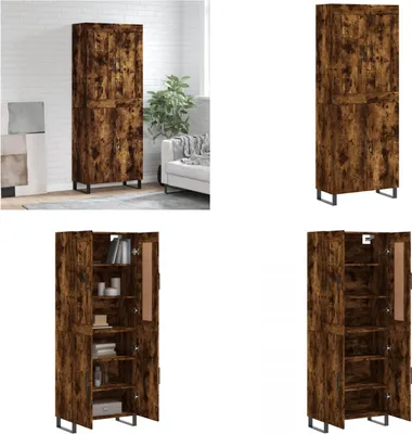 Produktbild von vidaXL Highboard Räuchereiche 69,5x34x180 cm Holzwerkstoff - Highboard - Highboards - Sideboard - Schrank