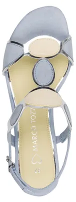 Produktbild von MARCO TOZZI Damen Sandale Textil Sandalette Metallic T-Riemen Vegan 2-28230-42, Größe:40 EU, Farbe:Blau