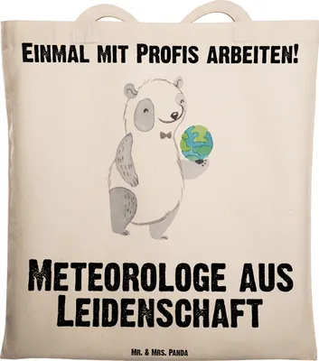Produktbild von Mr. & Mrs. Panda Tote Bag Meteorologe Leidenschaft - Transparent - Geschenk, Schultasche, Jutebeutel, Beutel, Tasche, Laptoptasche