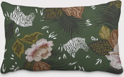 Produktbild von SCHÖNER LEBEN. Kissenhülle ZOOP Blumen Zebra grün braun weiß schwarz Größe 40x60cm (HxB) 40x60cm (HxB) Größe