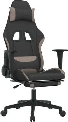 Produktbild von Gaming-Stuhl mit Fußstütze Schwarz und Taupe Stoff