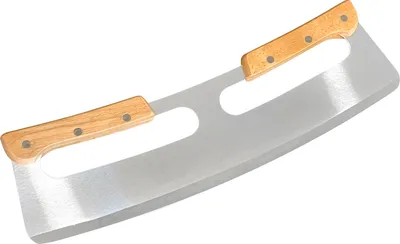 Produktbild von scarlet kitchen | Pizzamesser »Rapido Professionale« Pizzacutter XXL Wiegemesser mit scharfer Klinge aus rostfreiem Edelstahl 35cm mit Holzgriff, schnelles und sauberes Schneiden, mit Klingenschutz, Größe:35 cm
