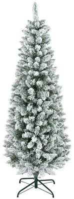Zdjęcie produktu dla Sztuczne drzewko świąteczne z imitacją śniegu, wysokość 180 cm | Kolor: zielono-biały | Wymiary: 65x65x180 cm