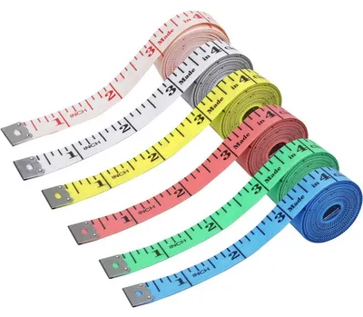 12 weiche Maßbänder 150 cm, doppelseitig, Näh- & Körpermaßband, 6 Farben