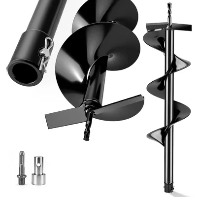 Produktbild von L800mm Ø200mm Erdbohrer mit SDS Plus Adapter für Bohrmaschine Brunnenbohrer Erdlochbohrer Baumpflanzung für Pfahlbohrer Aushubarbeiten Zaunbau Garten