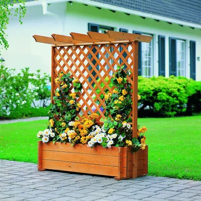 Produktbild von Rankkasten mit Pergola klein, LxBxH: 102 cm x 64,5 cm x 140 cm, Kiefer, honigbraun