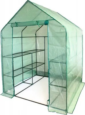 Produktbild von Grindi - Foliengewächshaus Treibhaus Pflanzenhaus mit Regal - 143x143x195