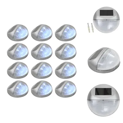 Immagine prodotto di vidaXL Applique solari da esterno LED 12 pz. Rotonde argento - Illuminazione per esterni