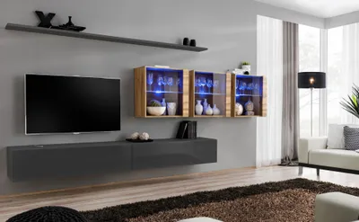 Produktbild von Anbauwand Wohnwand Wohnzimmer Schrankwand SWITCH XVII mit Push Click Led