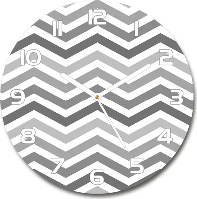 Produktbild von Wanduhr aus Glas 30fi Glasbild Glasuhr Gehärtetes Glas - weisse-zeiger - Gray zigzags