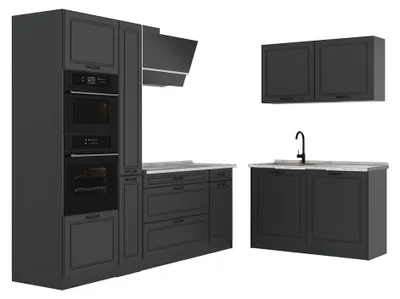 Productafbeelding van Hoekkeuken Vicco R-Line Antraciet landelijk/Antraciet 230 x 120 cm marmer werkblad, Model 68164