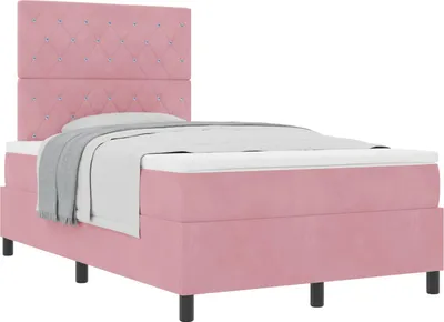 Obrázok produktu pre Posteľ s pružinovým rámom s matracmi Ružová 120 x 190 cm Zamat