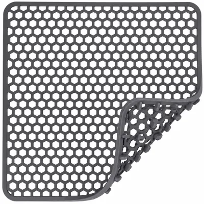 Produktbild von Spülbeckenmatte - Wabenstruktur aus Silikon - Schutz für Spülbecken - Grau 30,5 x 30,5 cm