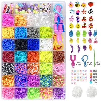 Produktbild von DIY-Set für Gummibänder, bestehend aus 2700 Gummibändern in 30 Farben