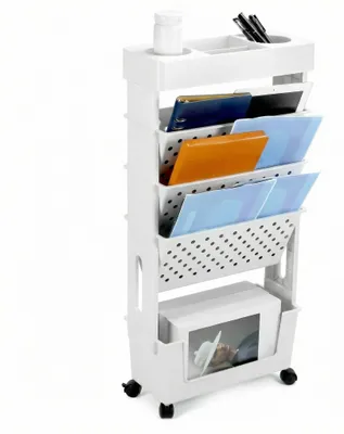 Immagine prodotto di Omgoods - Libreria mobile con ruote - Carrello multifunzionale per lo stoccaggio