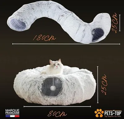Produktbild von Famanu Spieltunnel für Katzen, Welpen, Kaninchen und kleine Tiere - Spielzeug