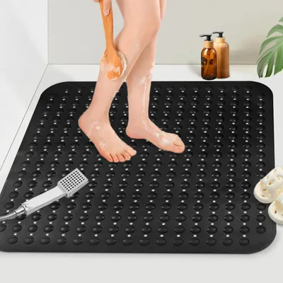 Obrázek produktu pro Protiskouzavá podložka pod sprchu, čtvercová, 80 x 80 cm, černá