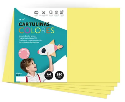 Obrázok produktu pre Papier, kartón, formát A4, pastelovožltý, 180 g/m², 250 listov, vhodný na kreatívne projekty
