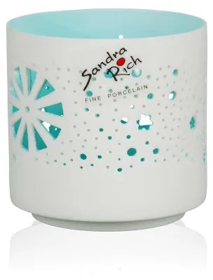 Produktbild von SANDRA RICH, Teelichthalter "ORIENT" 7cm. matt-weiß. Innen Eisblau