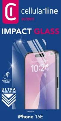 Produktbild von Cellularline Impact Glass - iPhone 16e/17e, Apple, iPhone SE (2025), Schlagfest, Kratzresistent, Transparent, 1 Stück(e)