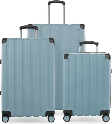 Produktbild von HAUPTSTADTKOFFER Q-Damm - Kofferset 3-teilig, Gepäck-Set (S+M+L) Koffer Hartschale robust, 4 Rollen Erweiterung, Handgepäck & check-in Trolley-Set, TSA-Schloss,Pool blau