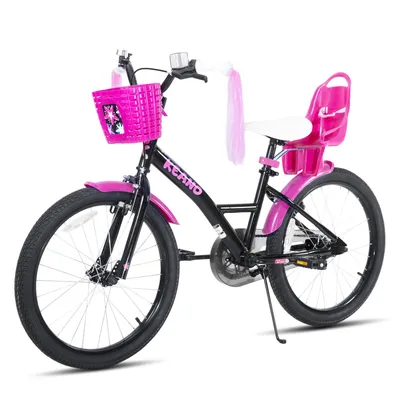 Produktbild von Joystar 20 Zoll Mädchenfahrrad mit Puppensitz und Korb, Kinderfahrrad mit Stützräder, Luftschlangen, vollständigem Kettenschutz, Schutzblechen