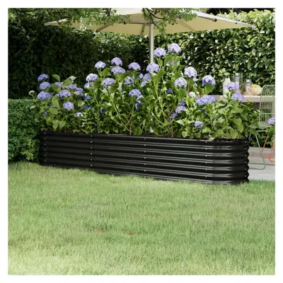 Produktbild von Hochbeet aus pulverbeschichtetem Stahl, witterungsbeständig, rostfrei, für Garten, Balkon, Terrasse, Anthrazit, 224 x 40 x 36 cm