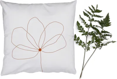 Produktbild von MuchoWow® Zierkissen Sofakissen Wohnzimmer Dekokissen 50x50 cm Blume - Strichzeichnung - Natur - Komfort - Sofakissen