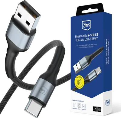 Immagine prodotto di Cavo 3mk Hyper N-SERIES USB-A, USB-C 2m 9V/2A 18W, nero