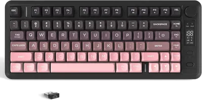 Produktbild von Gaming-Tastatur mit Smart-Display und Drehknopf,Bluetooth/2,4 GHz,PBT-Tastenkappen,Regenbogen-Hintergrundbeleuchtung,TKL-Membrantastatur mit 82 Tasten