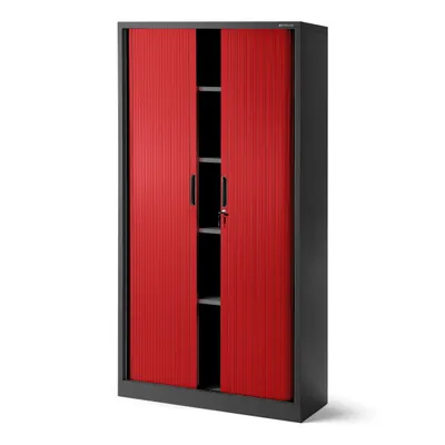 Produktbild von Aktenschrank Büroschrank Stahlschrank rot Schiebetür 185x90x45