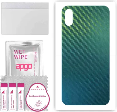 Produktbild von apgo Rückseite Schutzfolie, Skin, kompatibel mit Apple iPhone XS, Hinten Displayschutzfolie aus Vinylfolie, kratzfest, einfache Montage - Kohlenstoff-Chamäleon CAKA1