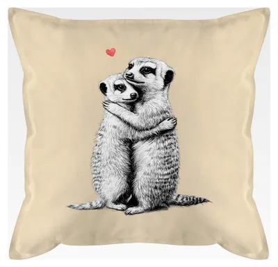 Produktbild von Kissen 50x50 - Ich Liebe Dich Geschenke Erdmännchen Paar Geschenk Pärchen Geschenke Liebe I Paare Geschenk - 50 x 50 cm - Beige Natur - mit Herz