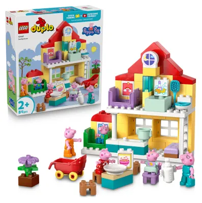 Produktbild von LEGO DUPLO Peppa Wutz Familienhaus - Lernspielzeug zur Förderung der Motorik - Montessori Spielzeug mit 5 Figuren & Puppenhaus Zubehör - Geschenk für Mädchen & Jungen ab 2 Jahren - 10467