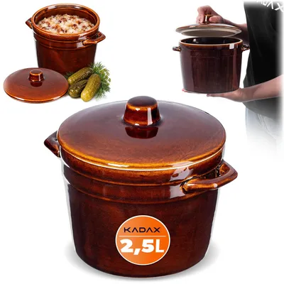 Immagine prodotto di Pentola di fermentazione KADAX per birrifici casalinghi "Athena", pentola di fermentazione per crauti, barile di argilla, pentola da 2,5 litri, Immagine generata dall'IA