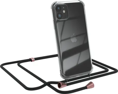 Produktbild von EAZY CASE Handykette kompatibel mit Apple iPhone 11, Handyhülle mit Umhängeband, Handykordel, Schutzhülle Clear, Band in Schwarz