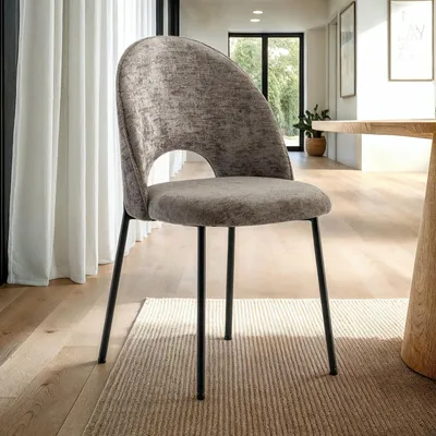 Produktbild von Esszimmerstühle SERENA 2er Set grau - Polsterstuhl für Esstisch, moderner Küchenstuhl mit Rückenlehne, Essstühle mit schwarzem Metallgestell