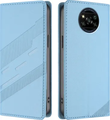 Image de Etui pour Xiaomi Poco X3/Poco X3 NFC/Poco X3 Pro, étui portefeuille en cuirPolyuréthaneavec fente pour cartes et fonction stand Hellblau